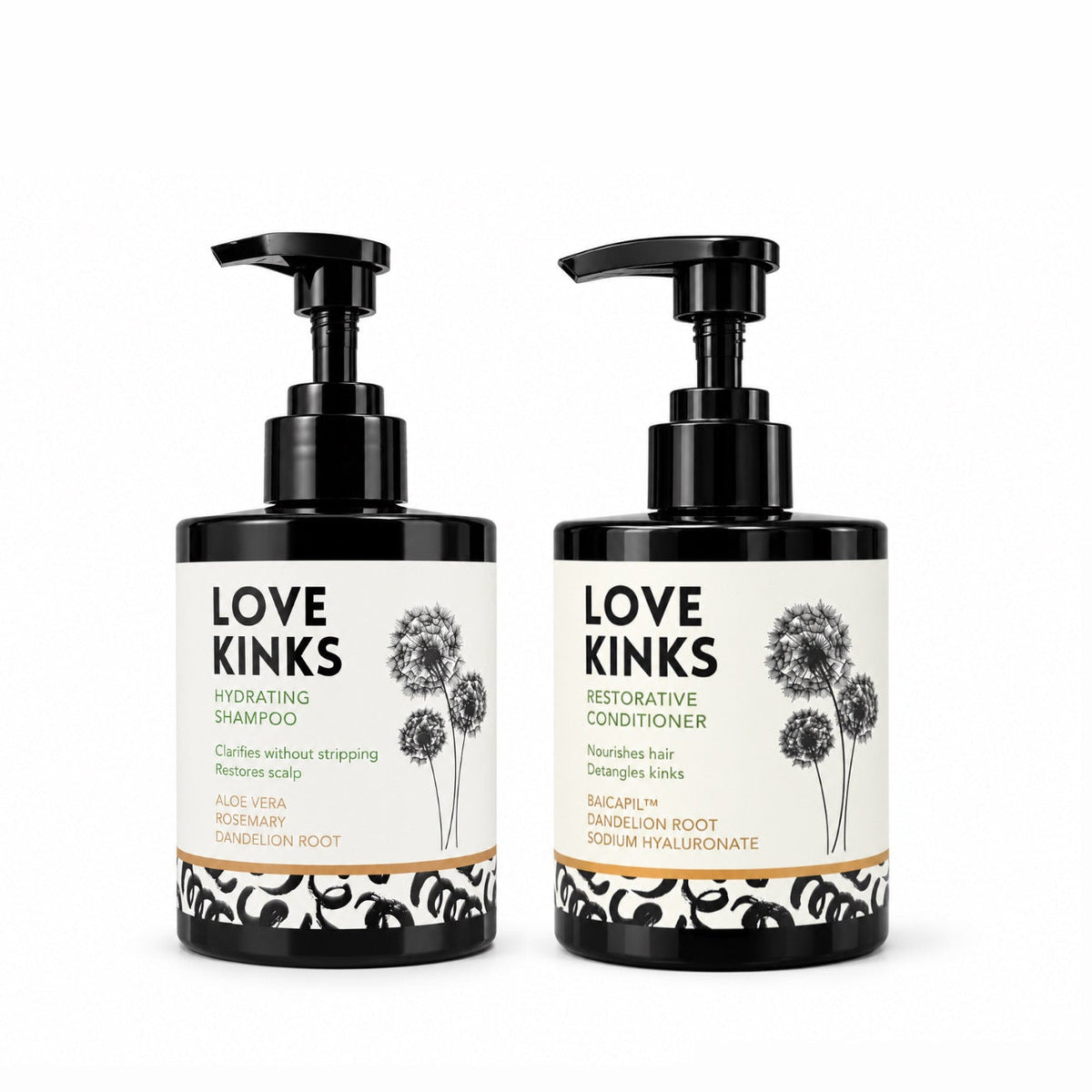 Love Kinks Shampoo and Conditioner both enriched with Dandelion root. PRE-ORDER