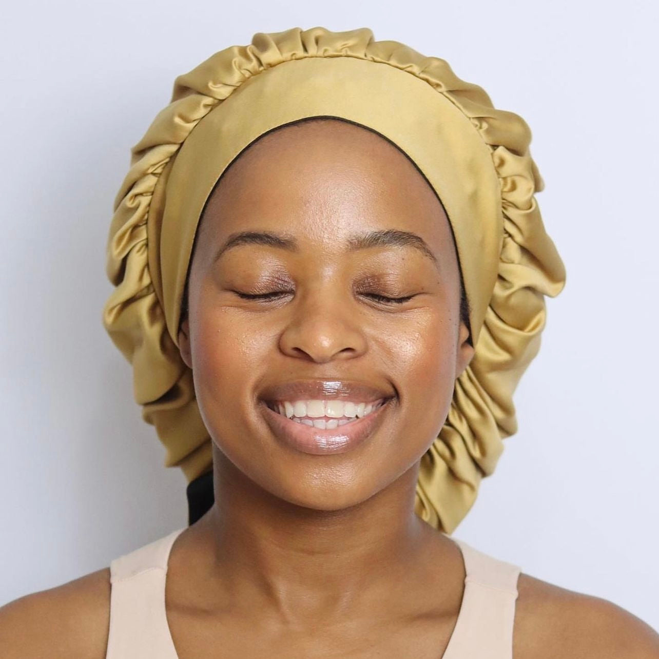 Gold adult thick satin bonnets