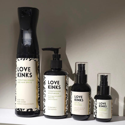 4 Step routine with spray bottle, serum, moisturiser and oil