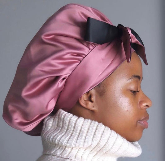 Pink adult thick satin bonnets