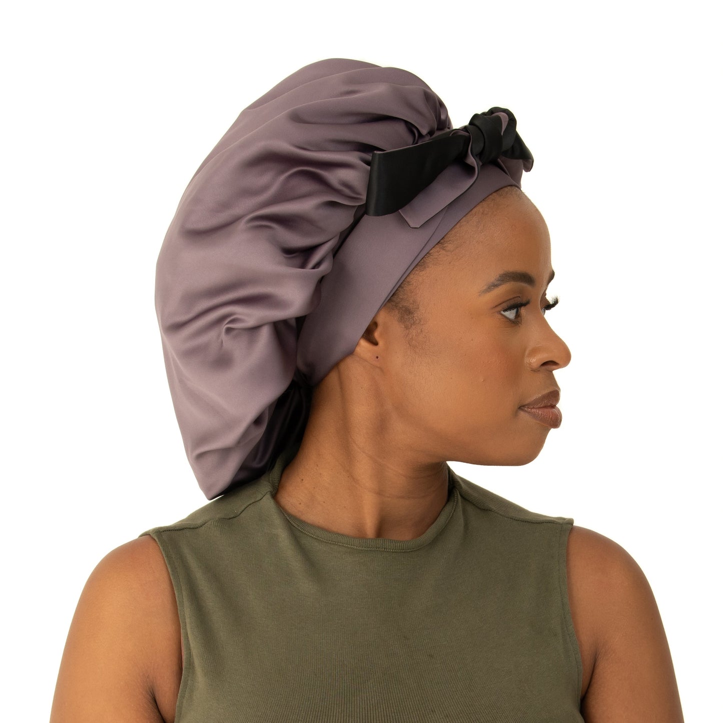 Purple adult thick satin bonnets