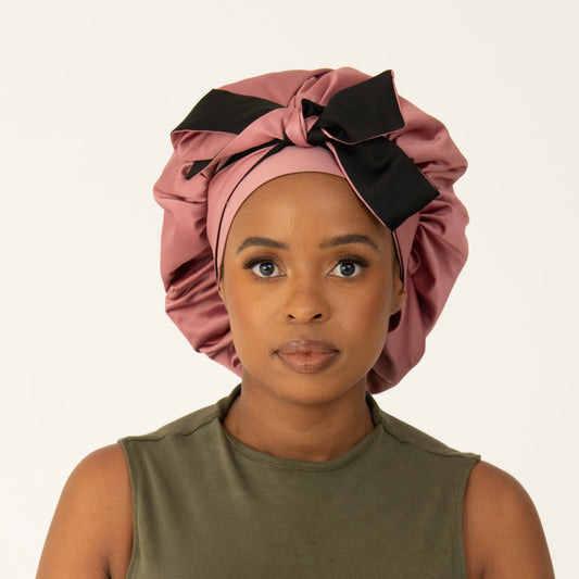 Pink adult thick satin bonnets