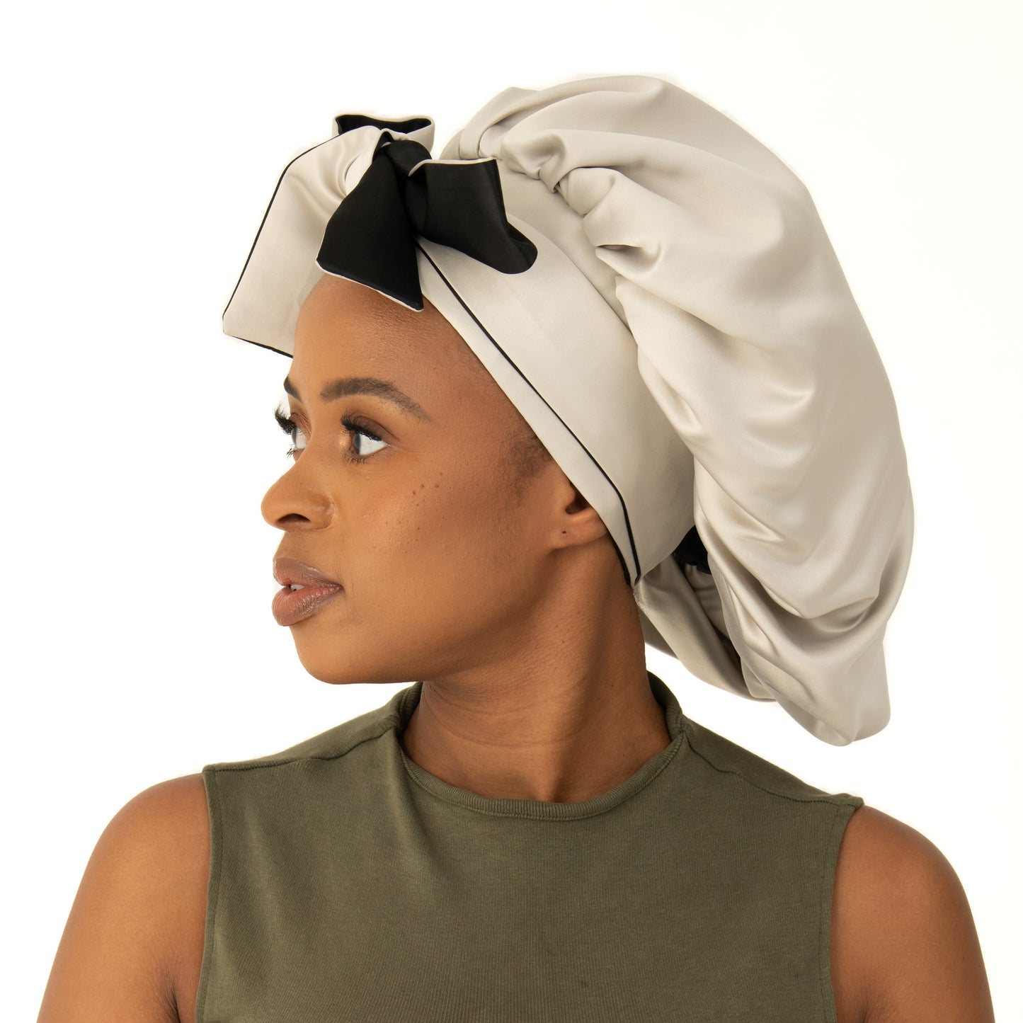 Champagne adult thick satin bonnets
