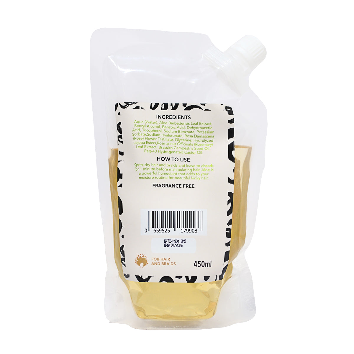 Braids and Hair Spray refill with Hyaluronic Acid, Rose Water and