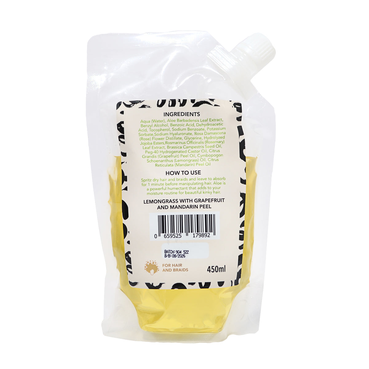 PRE-ORDER Braids and hair spritz refill with Hyaluronic acid, Rosemary leaf extract and Aloe leaf extract. Fragranced